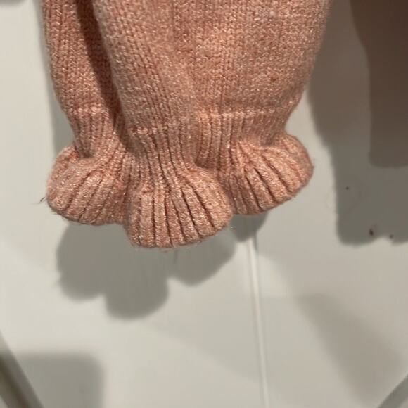 BTFBM Women’s Pink Quarter Button Sweater Ruffled Collar & Sleeves Size Small - Picture 5 of 6